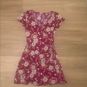 Aeropostale Pink and White Ruffled Wrap Sundress